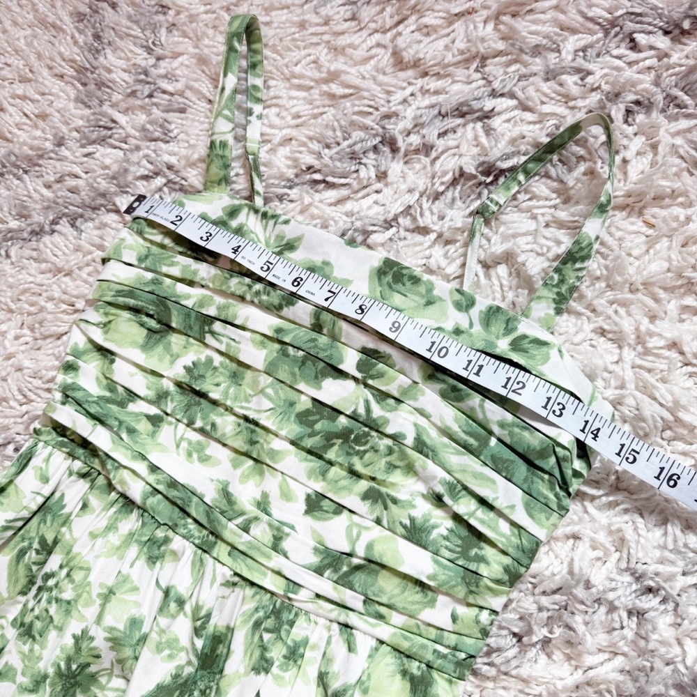Abercrombie & Fitch | Emerson Poplin Wide Strap Midi Dress green floral Small - Picture 9 of 11